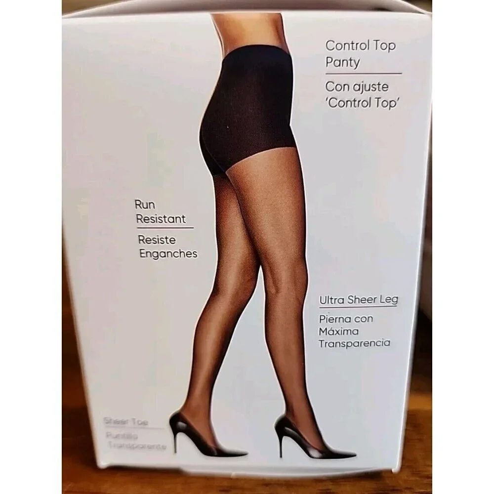 Leggs Silken Mist Ultra Sheer Leg Control Top Jet Black Size Q Total Of 4 Pair
